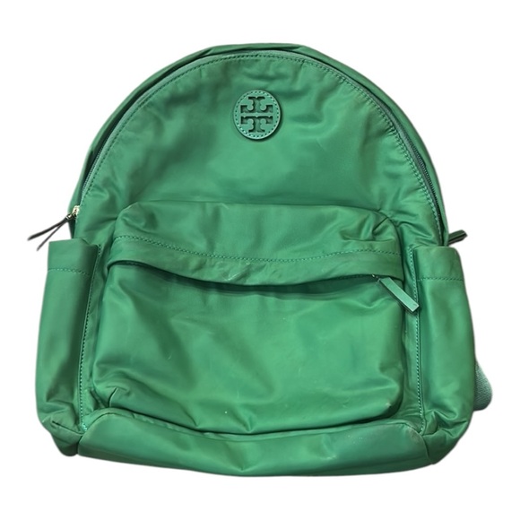 Tory Burch Ella Logo Nylon Adjustable Dual Zip Compartment Backpack in Arugula - Picture 10 of 16